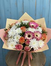 Букет цветов из:  Розы, Герберы и Хризантемы в Началово