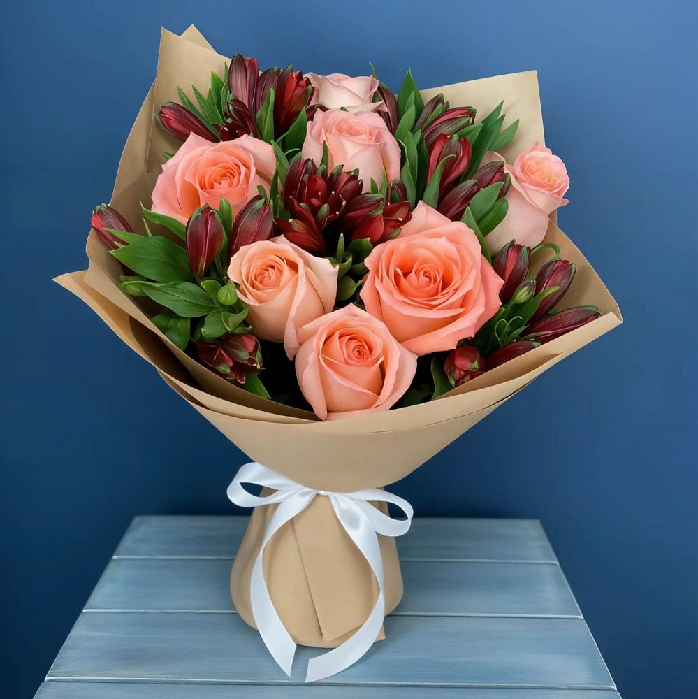 Букет цветов из: Розы и Альстромерии в Началово