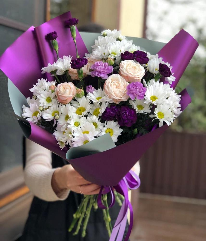 Букет цветов из: Хризантемы, Гвоздики и Розы в Началово