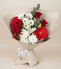 Букет цветов из:  Розы, Хризантемы, Герберы и Лилии в Началово