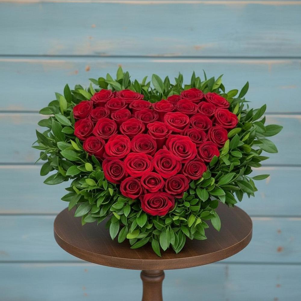 Цветочная композиция из Розы в виде сердца в Началово