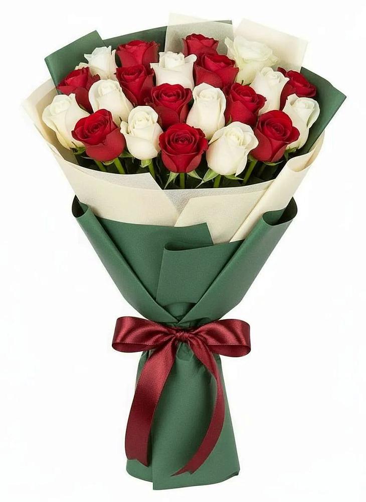 Букет Микс из красных и белых роз в Началово