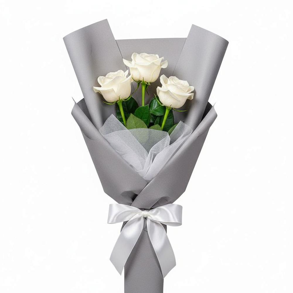 Букет 3 белые розы в Началово