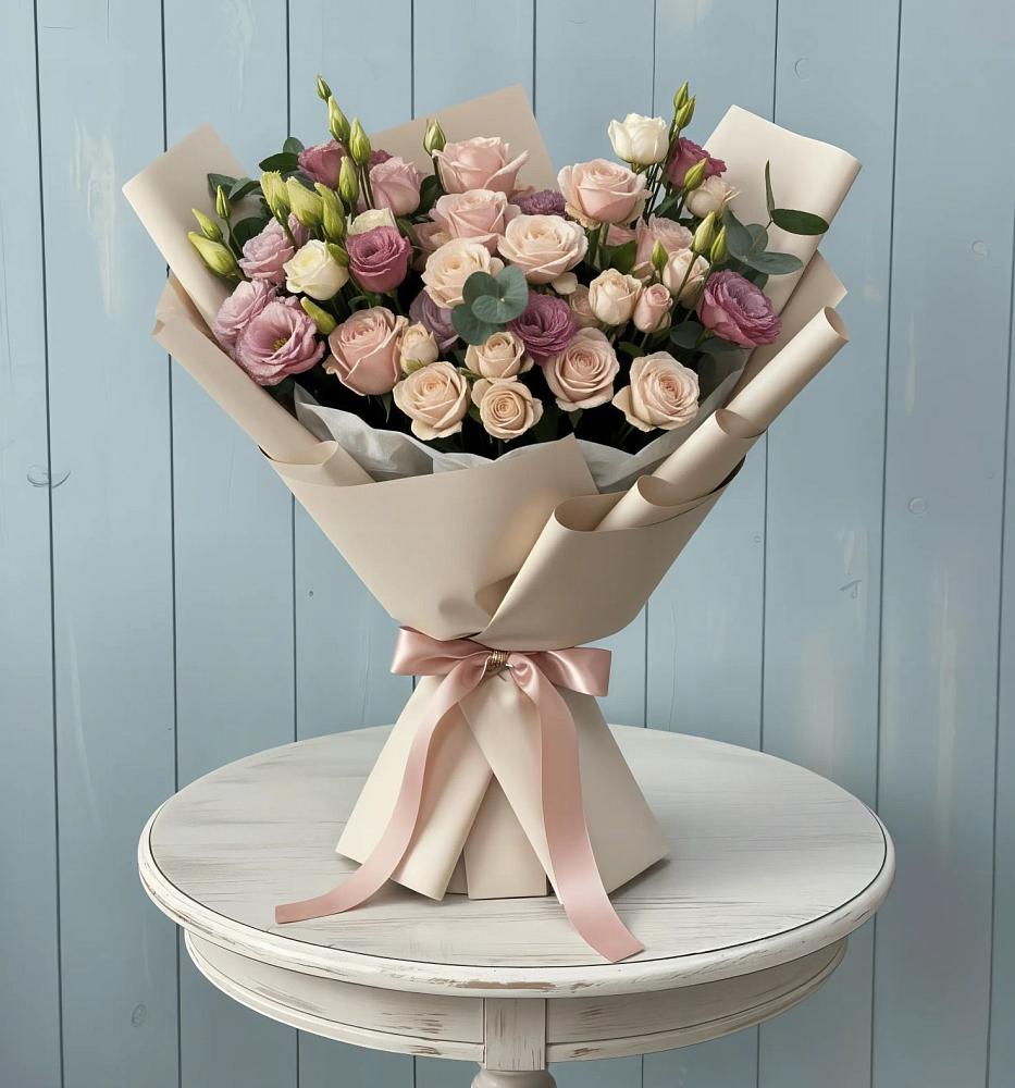 Букет цветов из: Розы и Лизиантусы в Началово