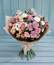 Букет цветов из:  Хризантемы, Розы и Альстромерии в Началово