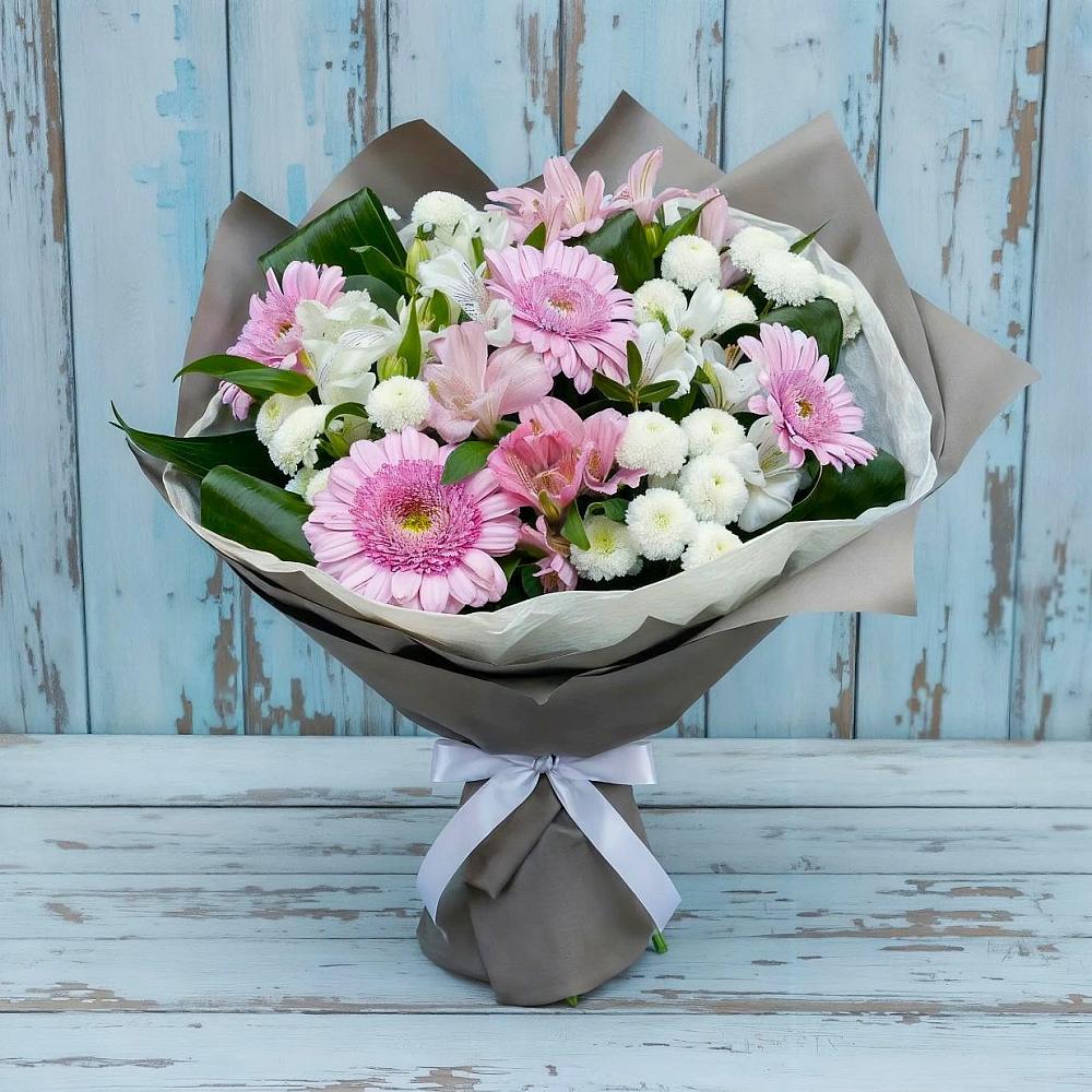 Букет цветов из: Герберы, Альстромерии и Хризантемы в Началово