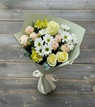 Букет цветов из:  Альстромерии, Розы и Хризантемы в Началово