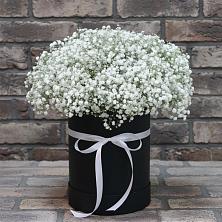 Цветочная композиция из Гипсофила в шляпной коробке в Началово