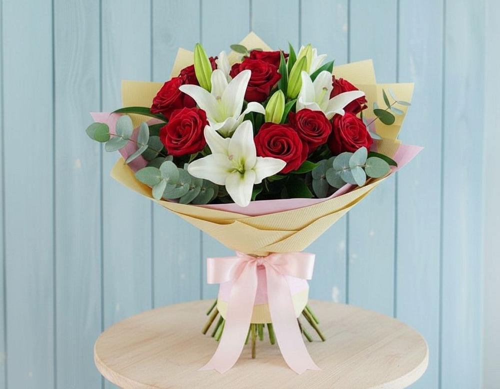 Букет цветов из: Лилии и Розы в Началово